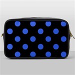 Polka Dots - Royal Blue on Black Toiletries Bag (One Side)