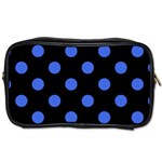 Polka Dots - Royal Blue on Black Toiletries Bag (Two Sides)