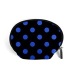 Polka Dots - Royal Blue on Black Accessory Pouch (Small)