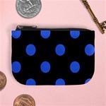 Polka Dots - Royal Blue on Black Mini Coin Purse