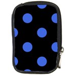 Polka Dots - Royal Blue on Black Compact Camera Leather Case