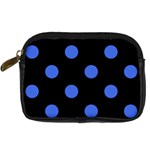 Polka Dots - Royal Blue on Black Digital Camera Leather Case