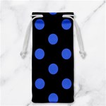 Polka Dots - Royal Blue on Black Jewelry Bag