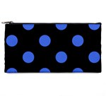 Polka Dots - Royal Blue on Black Pencil Case