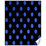 Polka Dots - Royal Blue on Black Canvas 11  x 14 