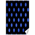 Polka Dots - Royal Blue on Black Canvas 12  x 18 