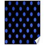 Polka Dots - Royal Blue on Black Canvas 16  x 20 