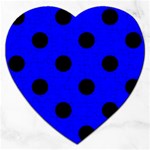 Polka Dots - Black on Blue Jigsaw Puzzle (Heart)