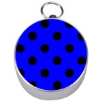 Polka Dots - Black on Blue Silver Compass