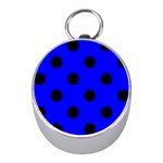 Polka Dots - Black on Blue Silver Compass (Mini)