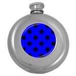 Polka Dots - Black on Blue Hip Flask (5 oz)