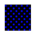 Polka Dots - Blue on Black Small Satin Scarf  (Square)