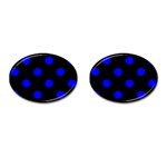 Polka Dots - Blue on Black Cufflinks (Oval)