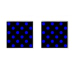 Polka Dots - Blue on Black Cufflinks (Square)