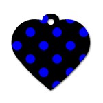 Polka Dots - Blue on Black Dog Tag Heart (One Side)