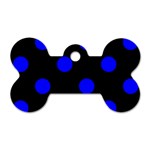 Polka Dots - Blue on Black Dog Tag Bone (One Side)