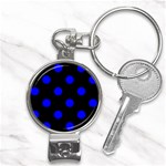 Polka Dots - Blue on Black Nail Clippers Key Chain