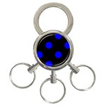 Polka Dots - Blue on Black 3-Ring Key Chain