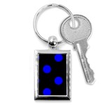 Polka Dots - Blue on Black Key Chain (Rectangle)