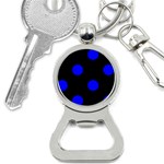 Polka Dots - Blue on Black Bottle Opener Key Chain