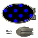 Polka Dots - Blue on Black Money Clip (Oval)