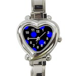 Polka Dots - Blue on Black Heart Italian Charm Watch