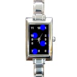 Polka Dots - Blue on Black Rectangle Italian Charm Watch