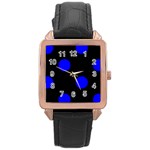 Polka Dots - Blue on Black Rose Gold Leather Watch