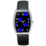 Polka Dots - Blue on Black Barrel Style Metal Watch