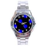 Polka Dots - Blue on Black Stainless Steel Analogue Watch