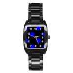 Polka Dots - Blue on Black Stainless Steel Barrel Watch