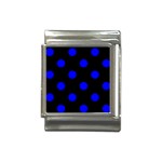 Polka Dots - Blue on Black Italian Charm (13mm)