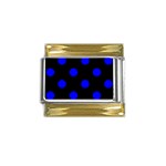 Polka Dots - Blue on Black Gold Trim Italian Charm (9mm)