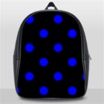 Polka Dots - Blue on Black School Bag (Large)