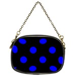 Polka Dots - Blue on Black Chain Purse (One Side)