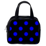 Polka Dots - Blue on Black Classic Handbag (One Side)