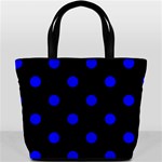 Polka Dots - Blue on Black Bucket Bag