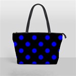 Polka Dots - Blue on Black Classic Shoulder Handbag (One Side)