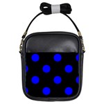 Polka Dots - Blue on Black Girls Sling Bag