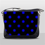 Polka Dots - Blue on Black Messenger Bag