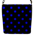 Polka Dots - Blue on Black Flap Closure Messenger Bag (S)