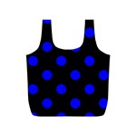 Polka Dots - Blue on Black Full Print Recycle Bag (S)