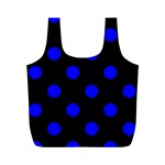 Polka Dots - Blue on Black Full Print Recycle Bag (M)