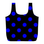 Polka Dots - Blue on Black Full Print Recycle Bag (L)