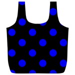 Polka Dots - Blue on Black Full Print Recycle Bag (XL)