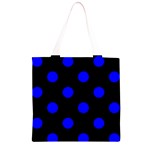 Polka Dots - Blue on Black Grocery Light Tote Bag