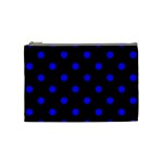 Polka Dots - Blue on Black Cosmetic Bag (M)