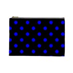 Polka Dots - Blue on Black Cosmetic Bag (L)