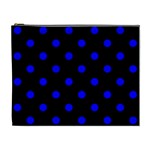 Polka Dots - Blue on Black Cosmetic Bag (XL)