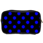 Polka Dots - Blue on Black Toiletries Bag (Two Sides)